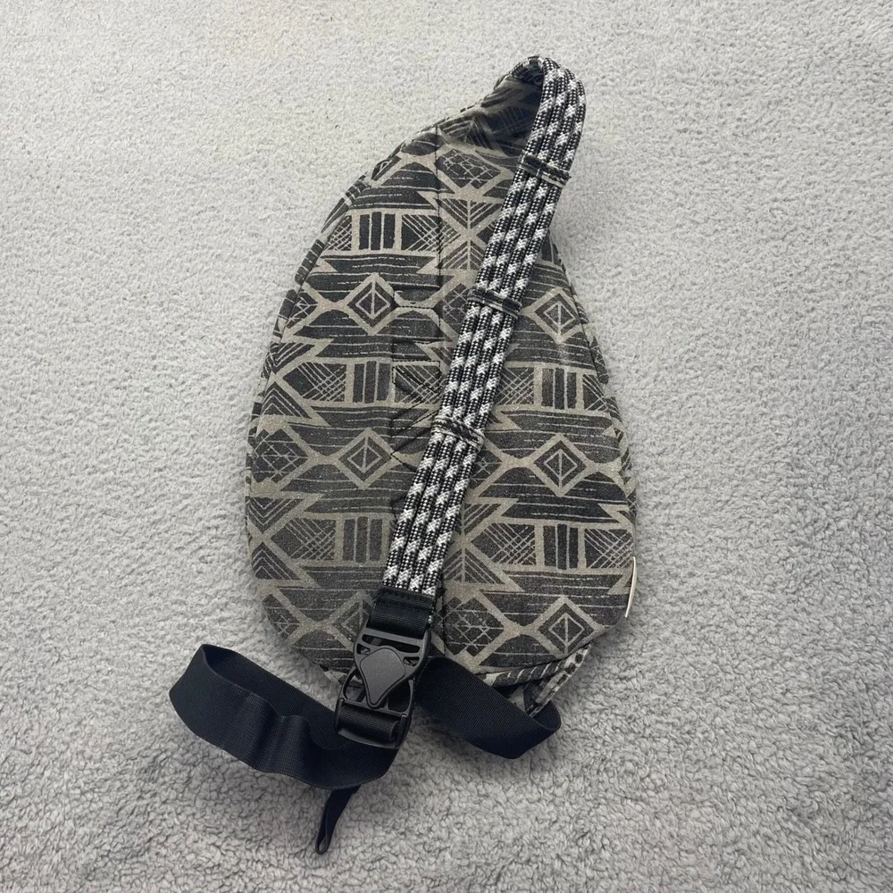 Kavu Rope Bag Gray Black Geometric Tribal Canvas Sling Backpack Unisex Crossbody